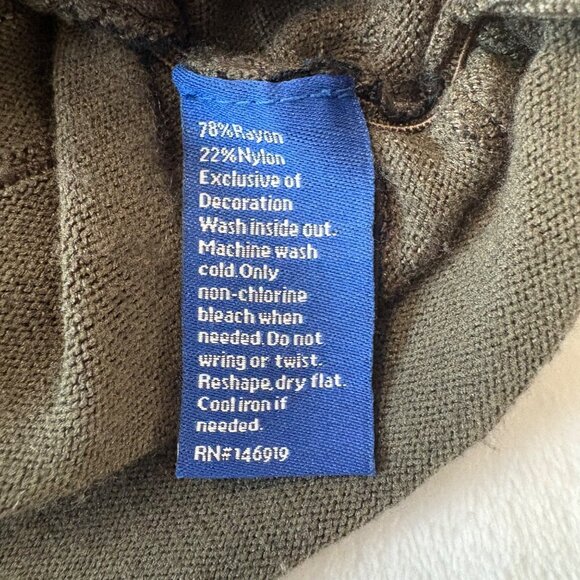 Striped Dark Green Blouse Short Sleeve Ruched Knit Top By Apt.9 Womens Size L - Picture 6 of 10